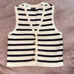 Black and White Striped Sweater Vest